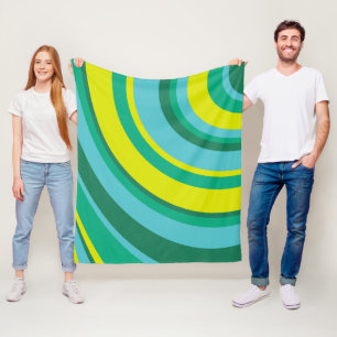 70s Retro Groovy Wave Regenboog Blauwgroen Groen Fleece Deken