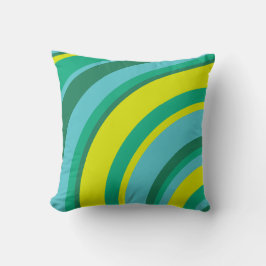 70s Retro Groovy Wave Regenboog Blauwgroen Groen G Kussen