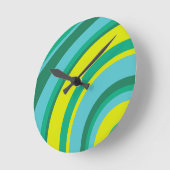 70s Retro Groovy Wave Regenboog Blauwgroen Groen G Ronde Klok (Hoek)