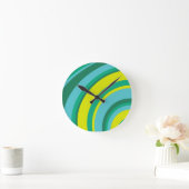 70s Retro Groovy Wave Regenboog Blauwgroen Groen G Ronde Klok (Huis)