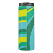 70s Retro Groovy Wave Regenboog Blauwgroen Groen G Thermosbeker (Achterkant)