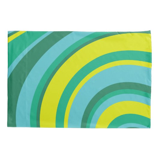 70s Retro Groovy Wave Regenboog Blauwgroen Groen Kussensloop (Achterkant)