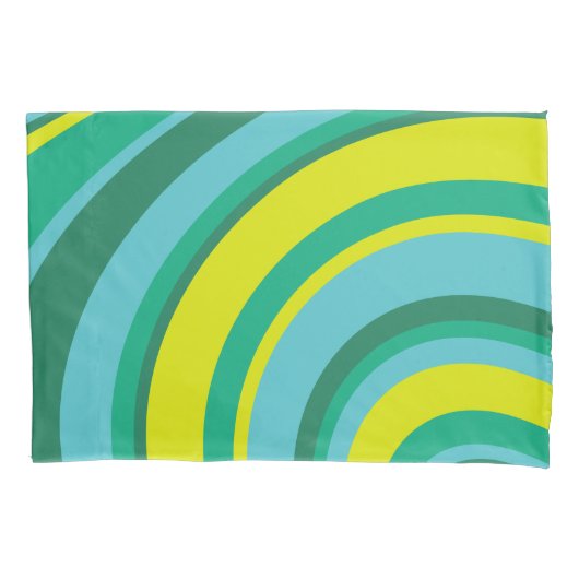 70s Retro Groovy Wave Regenboog Blauwgroen Groen Kussensloop (Voorkant)