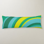 70s Retro Groovy Wave Regenboog Blauwgroen Groen Lichaamskussen (Achterkant)