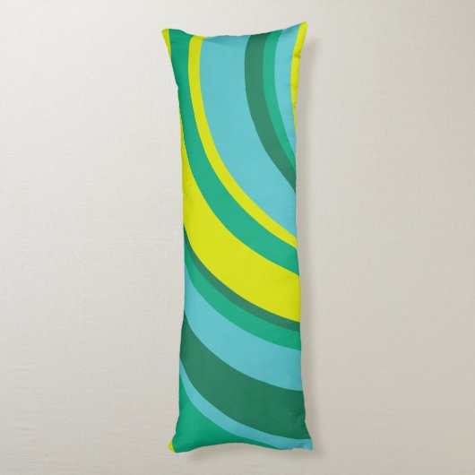 70s Retro Groovy Wave Regenboog Blauwgroen Groen Lichaamskussen (Achterkant (Verticaal))