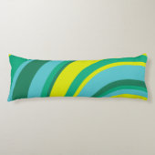 70s Retro Groovy Wave Regenboog Blauwgroen Groen Lichaamskussen (Voorkant)