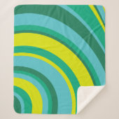 70s Retro Groovy Wave Regenboog Blauwgroen Groen Sherpa Deken (Voorkant)