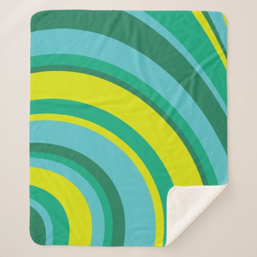 70s Retro Groovy Wave Regenboog Blauwgroen Groen Sherpa Deken (Voorkant)