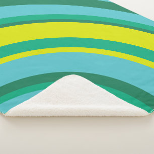 70s Retro Groovy Wave Regenboog Blauwgroen Groen Sherpa Deken