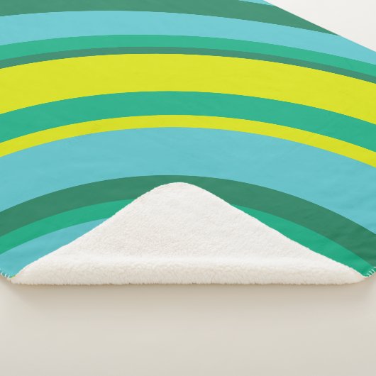 70s Retro Groovy Wave Regenboog Blauwgroen Groen Sherpa Deken (3/4)