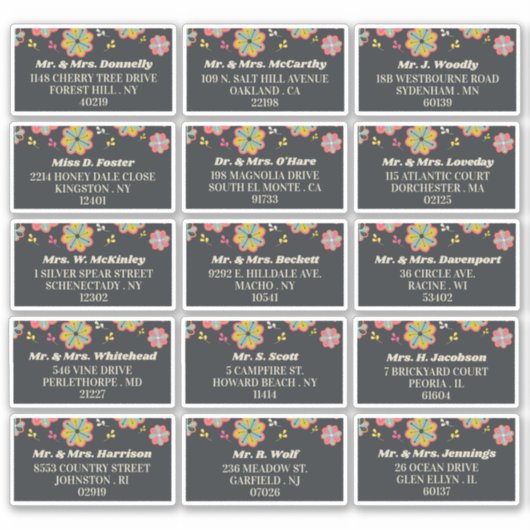 70's Retro Groovy Wedding Individual Guest Address Sticker (Voorkant)