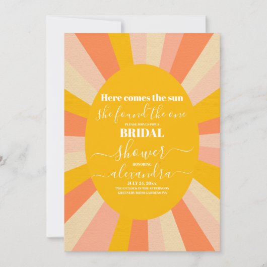 70s Retro Hier komt de zon Vrijgezellenfeest Kaart (Voorkant)