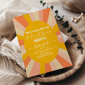 70s Retro Hier komt de zon Vrijgezellenfeest Kaart