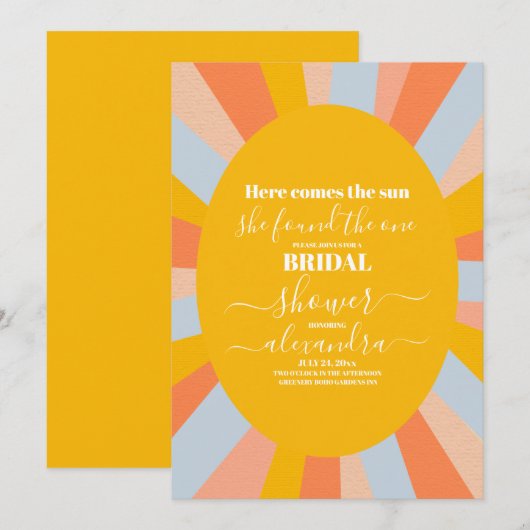 70s Retro Hier komt de zon Vrijgezellenfeest Kaart (Voorkant / Achterkant)