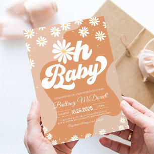 70s Retro Hippie Boho Groovy Baby Shower Uitnodigi Kaart