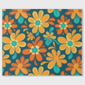  70s Retro Hippie Style Flower Power Boho Cadeaupapier (Vlak)
