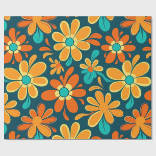  70s Retro Hippie Style Flower Power Boho Cadeaupapier