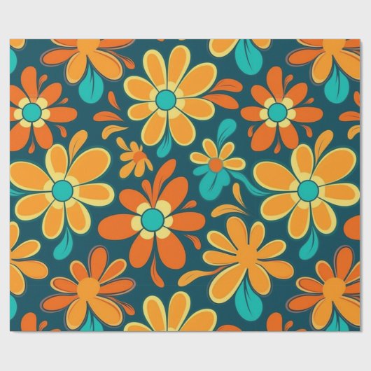  70s Retro Hippie Style Flower Power Boho Cadeaupapier (Vlak)