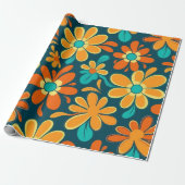  70s Retro Hippie Style Flower Power Boho Cadeaupapier (Uitgerold)