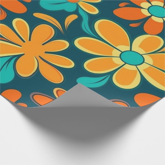  70s Retro Hippie Style Flower Power Boho Cadeaupapier (Hoek)