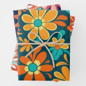  70s Retro Hippie Style Flower Power Boho Inpakpapier Vel (In situ)