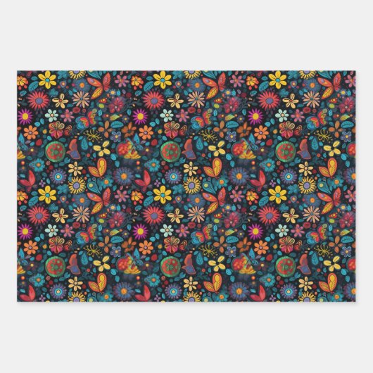  70s Retro Hippie Style Flower Power Boho Inpakpapier Vel (Voorkant 3)