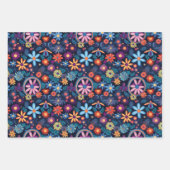  70s Retro Hippie Style Flower Power Boho Inpakpapier Vel (Voorkant 2)