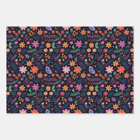  70s Retro Hippie Style Flower Power Boho Inpakpapier Vel (Voorkant)
