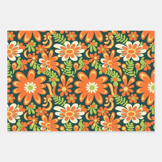  70s Retro Hippie Style Flower Power Boho Inpakpapier Vel (Voorkant 2)