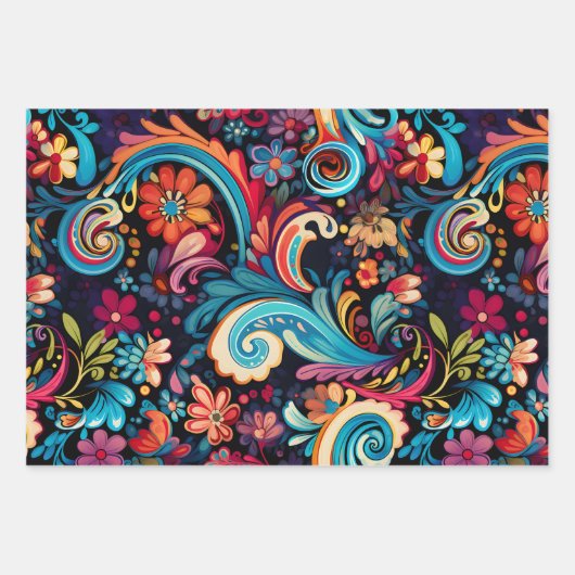  70s Retro Hippie Style Flower Power Boho Inpakpapier Vel (Voorkant 3)