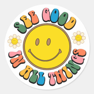 70s Retro Hippie Sublimatie Bundel Ronde Sticker