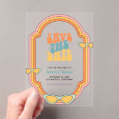 70s Retro Kleurrijke Groovy Wedding Save the Date Acryl Uitnodigingen (Insitu (Draagbaar))