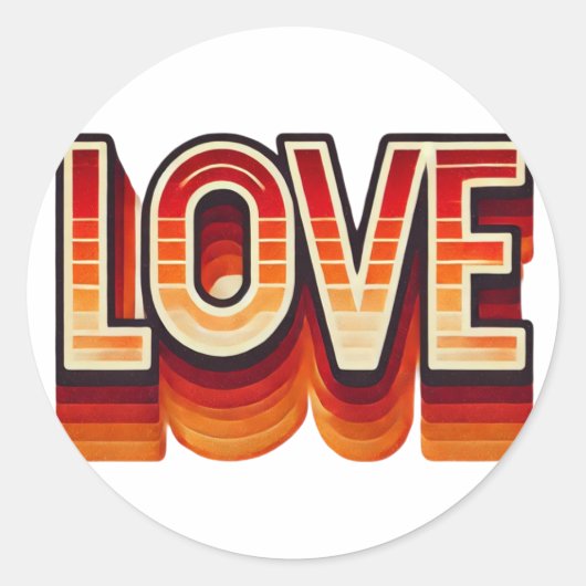70s Retro LOVE Stickers (Voorkant)