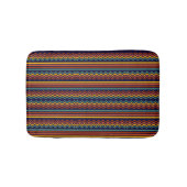 70s Retro Marine & Mosterd Boho Chevron Strepen Badmat (Voorkant)
