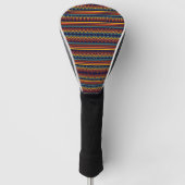 70s Retro Marine & Mosterd Boho Chevron Strepen Golfheadcover (Voorkant)