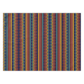 70s Retro Marine & Mosterd Boho Chevron Strepen Tafelkleed (Voorkant (Horizontaal))