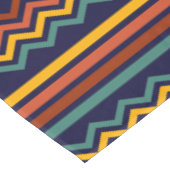 70s Retro Marine & Mosterd Boho Chevron Strepen Tafelkleed (Gekanteld)