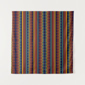 70s Retro Marine & Mosterd Boho Chevron Strepen Wandkleed (Voorkant (horizontaal))