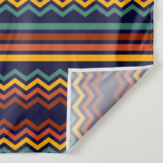 70s Retro Marine & Mosterd Boho Chevron Strepen Wandkleed (Detail)