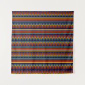 70s Retro Marine & Mosterd Boho Chevron Strepen Wandkleed (Voorkant)