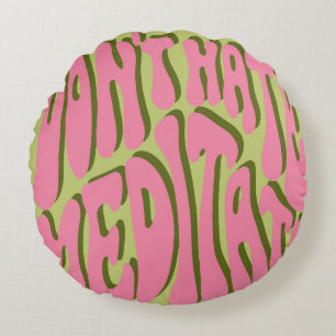 70s Retro: 'Meditate' Motivatie Poster Rond Kussen