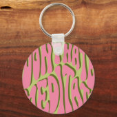 70s Retro: 'Meditate' Motivatie Poster Sleutelhanger (Voorkant)