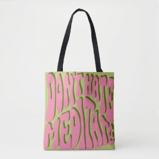 70s Retro: 'Meditate' Motivatie Poster Tote Bag