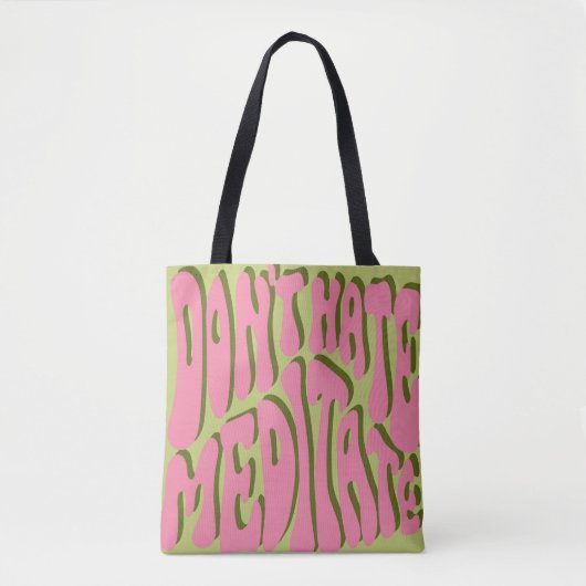 70s Retro: 'Meditate' Motivatie Poster Tote Bag (Voorkant)