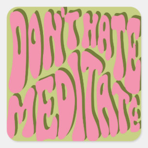 70s Retro: 'Meditate' Motivatie Poster Vierkante Sticker