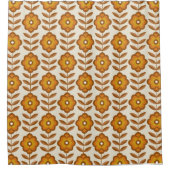 70s Retro Mid-Century Floral Pattern Douchegordijn (Voorkant)