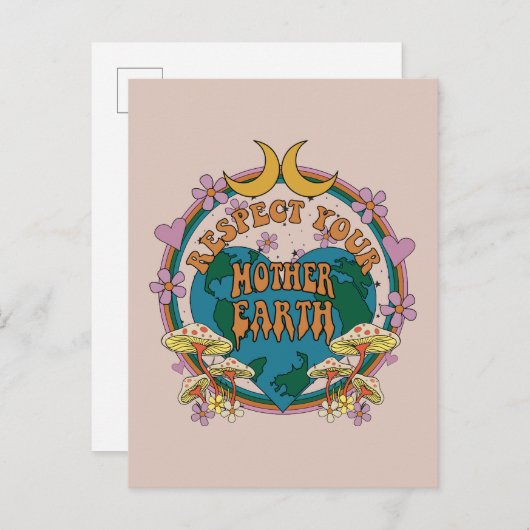 70's Retro Moeder Aarde Grafisch Briefkaart (Voorkant / Achterkant)