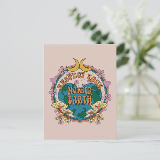 70's Retro Moeder Aarde Grafisch Briefkaart (Staand voorkant)