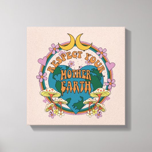 70's Retro Moeder Aarde Grafisch Canvas Afdruk (Voorkant)