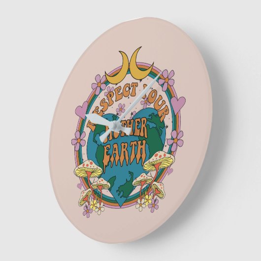 70's Retro Moeder Aarde Grafisch Grote Klok (Hoek)